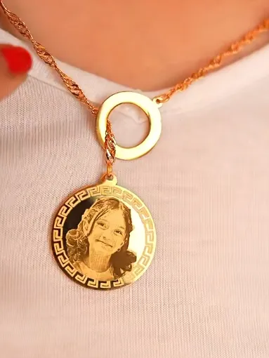 Round Photo Necklace with Versace Frame