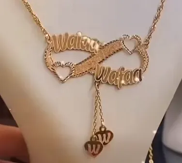 Infinity necklace with two names and two letters