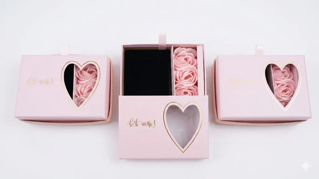 A box of pink roses
